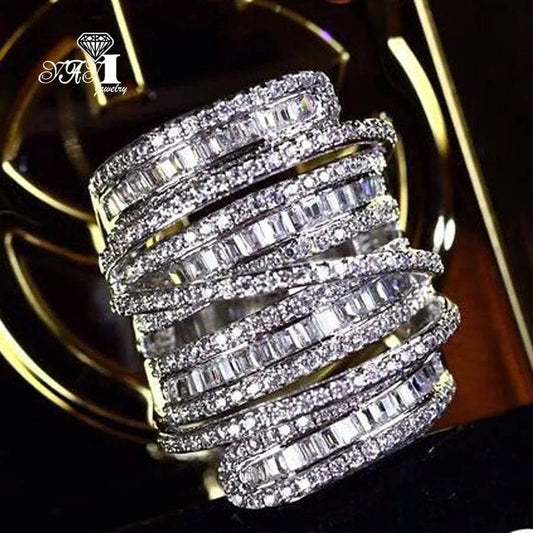 Diamante Monogram Adjustable Gold Statement Ring Stainless Steel