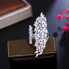 Diamante Oversized Adjustable Floral Statement Cocktail Ring