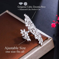 Diamante Oversized Adjustable Floral Statement Cocktail Ring